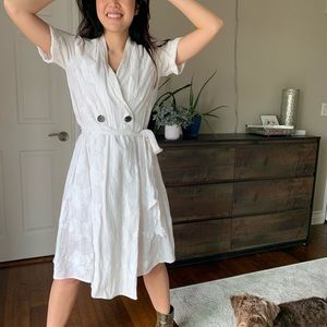 Line & dot wrap dress with adjustable slip straps